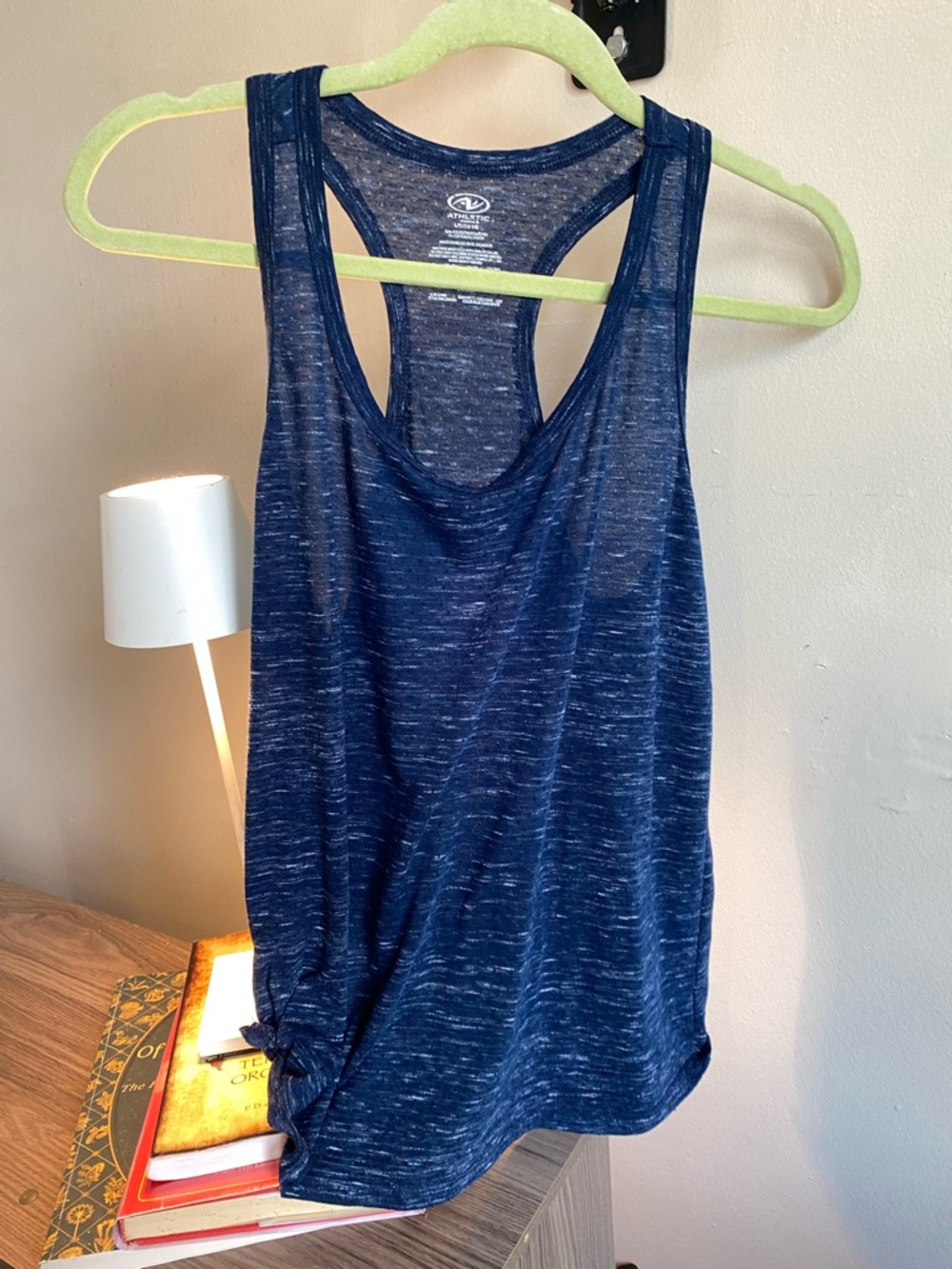 Women's Blue Racerback Tank Top With Tied side Mesh L